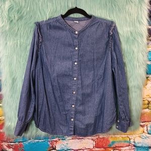 Old Navy Denim Long Sleeve Top Button Down Top Size L